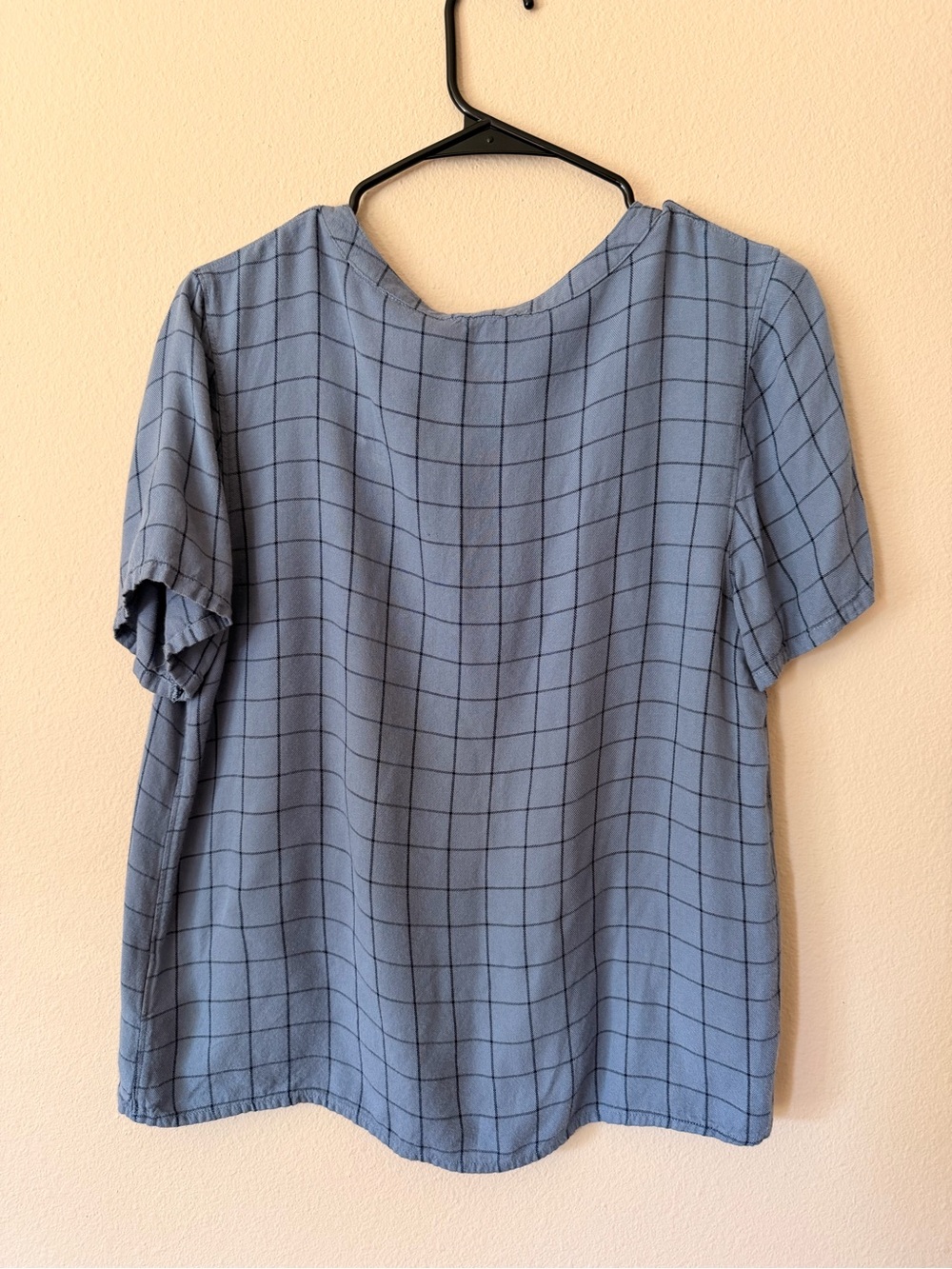 C&C California Blue Windowpane Button-Front Top - Picture 5 of 5